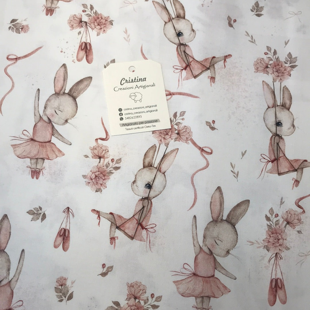 cotone Premium Conigliette In fiore