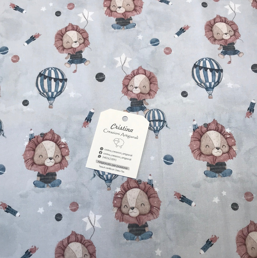 Cotone Premium Leoni e mongolfiere