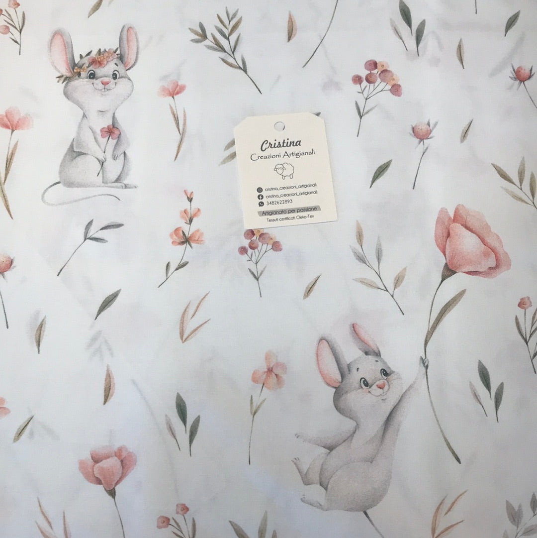 Cotone Premium Topini in fiore
