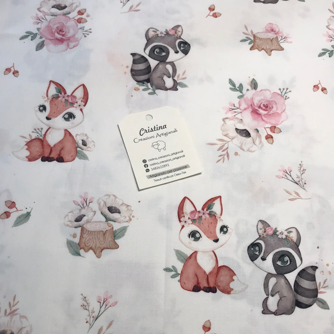 Cotone Premium Volpi e Tassi in Fiore