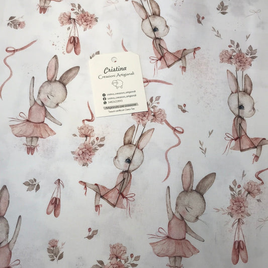 cotone Premium Conigliette In fiore