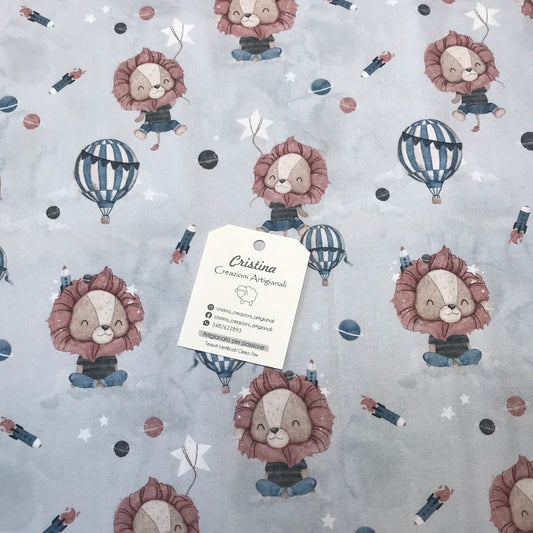Cotone Premium Leoni e mongolfiere