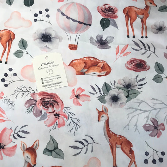 cotone Premium Cerbiatte in fiore