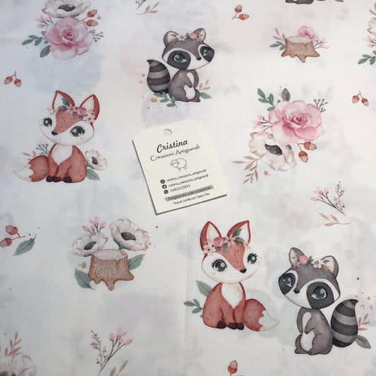 Cotone Premium Volpi e Tassi in Fiore